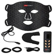ProReset Rotlicht-Gesichtsmaske in Schwarz mit Nackenteil, Kabel, Fernbedienung und Zubehör