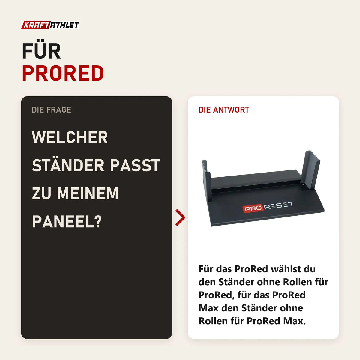 Frage und Antwort zu ProReset Ständer für ProRed und ProRed Max: Welcher Ständer passt zu meinem Paneel?