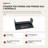 ProReset Ständer für ProRed und ProRed Max mit 4 Merkmalen: Für ProRed, Für ProRed Max, Pro-Ständer für beide Paneele, Komfortable Höhe und Neigung