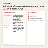 Technische Daten und Merkmale von ProReset Ständer für ProRed und ProRed Max als Tabelle