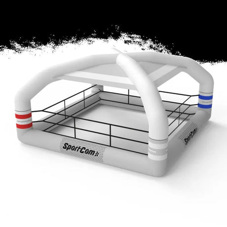 SportCom Aufblasbarer Boxring mit Überdachung, Render in Weiß, Variante ohne Banner