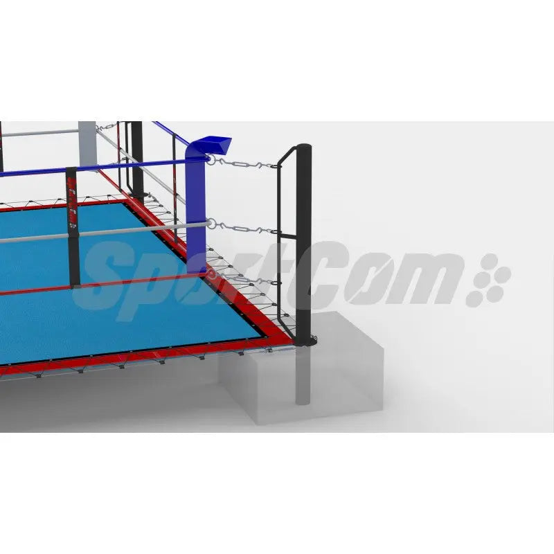 SportCom Ecofix Boxring mit Bodenhülsen und Spannseilen, Detail der Bodenhülse mit Eckpfosten
