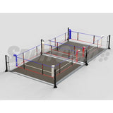SportCom Ecofix Doppel-Boxring mit Aluminiumrand, Render der Variante 4 x 8 m mit grauem Boden
