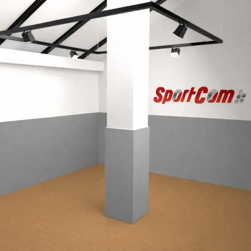 SportCom Flexi-Post Säulenpolster von Dollamur in Grau an einer großen Säule bis 80 × 80 cm, Visualisierung