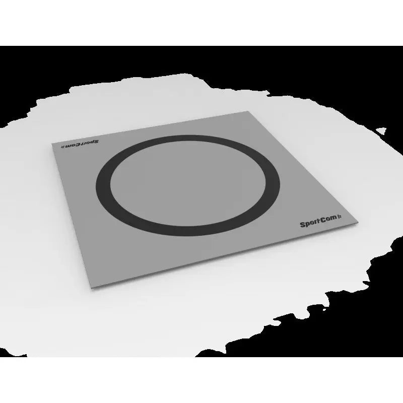SportCom Flexi-Roll Wrestling Home Mat in Grau mit schwarzem Ring in Schrägansicht von oben