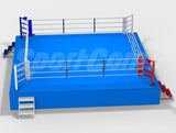 SportCom Internationaler Wettkampf-Boxring, Render mit blauer Fläche und roter Ecke