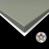 SportCom Judo-Tatami Reisstroh 1 × 1 m, 5 cm, rutschfeste Unterseite, Variante 2 × 1 m: weiteres Eckdetail in Graugrün
