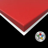 SportCom Judo-Tatami Reisstroh 1 × 1 m, 5 cm, rutschfeste Unterseite, Variante 2 × 1 m: Eckdetail in Rot