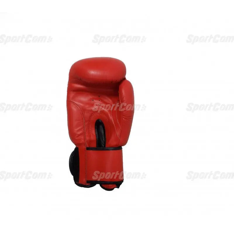 SportCom Leder-Boxhandschuhe Wettkampf 12 OZ in Rot, Handschuh stehend von der Handflächenseite