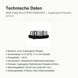 SportCom MMA-Käfig Rund Performance – Übersicht der technischen Daten mit kleiner Produktansicht