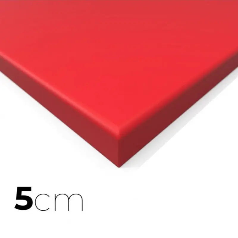 SportCom MMA-Tatami Glattfinish 1 × 1 m, 5 cm, glatte Unterseite, Eckansicht der roten Matte
