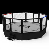 SportCom MMA-Wettkampfkäfig 7 m ohne Laufsteg, Render in flacher Seitenansicht