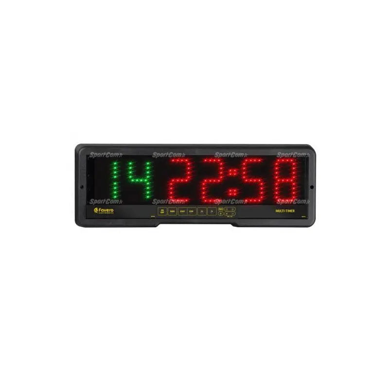 SportCom Multi-Timer von Favero, Wandversion mit Fernbedienung, LED-Anzeige in der Frontansicht