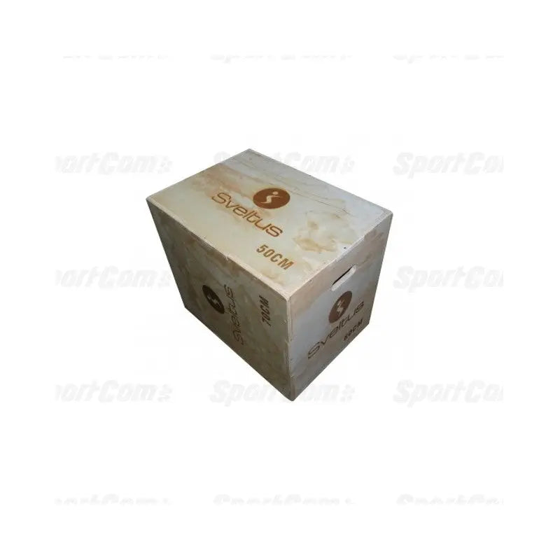 SportCom Plyometrische Plattform aus Holz, Holzbox aus größerem Abstand auf weißem Grund