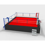 SportCom Pro-Wettkampf-Boxring mit 1 m Podium, Render 7 x 7 m mit roter Fläche, zweite Ansicht