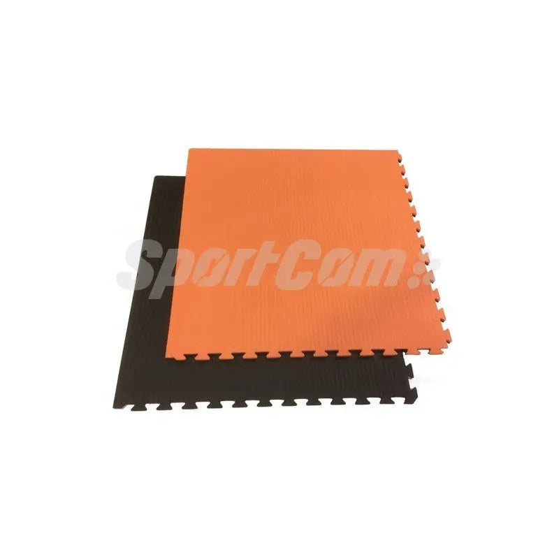 SportCom Puzzlematten 4 cm in Schwarz/Orange, zwei Matten versetzt übereinander