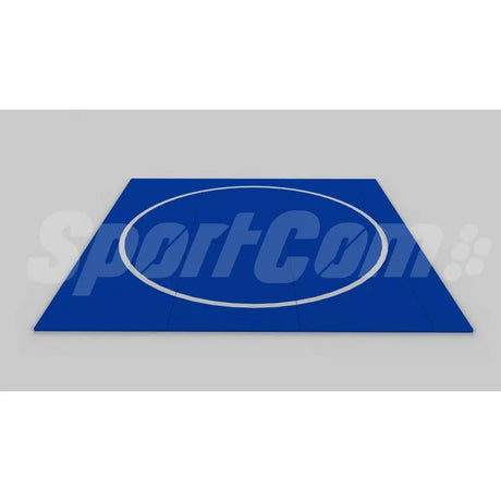 SportCom Ringerkreis-Aufdruck für Dollamur Flexi-Roll-Matten, Kreisfarbe Royalblau, große Kreisgröße: Render der Matte
