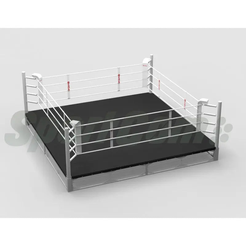 SportCom Ringplane für Podium-Trainingsringe – Variante 5 × 5 m: Grafik mit schwarzer Plane und weißen Seilen