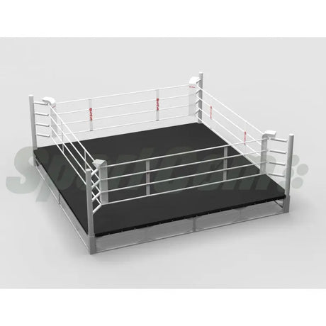 SportCom Ringplane für Podium-Trainingsringe – Variante 6 × 6 m: Grafik mit schwarzer Plane auf dem Podium