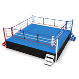 SportCom Ringplane für Wettkampf-Boxringe: Visualisierung eines größeren Rings mit blauer Plane