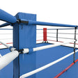 SportCom Trainingsboxring-Seil mit Hülle, Variante 12 m, Seile mit Hüllen an blauer Ringecke