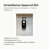 SportCom Uppercut-Ziel verstellbar: Übersicht mit Produktfoto und Stichpunkten zu Zielfläche, Schienen und Material