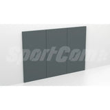 SportCom Wandpolster Standard, graues Polster 2 × 1 m aus drei Segmenten an weißer Wand