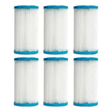 Swedish Cold Filterpaket mit 6 Filtern: sechs weiße Lamellenfilter mit blauen Endkappen nebeneinander