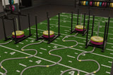 tiguar 4RACE Battle Rope mit Haken im Studio: mehrere Seile an Schlitten auf grünem Kunstrasen