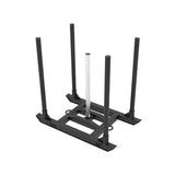 tiguar 4RACE Training Sled in Schwarz, Schrägansicht von oben mit mittlerem Gewichtsdorn
