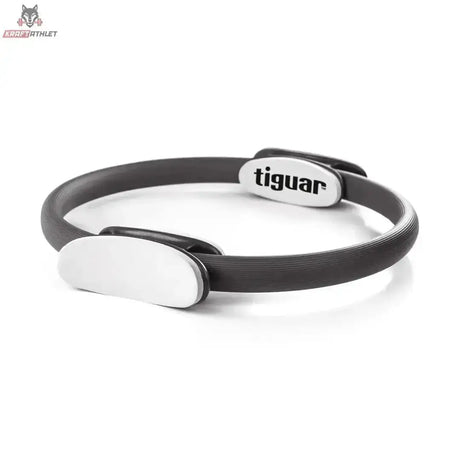 tiguar Pilates Ring BOX Graphit Magic Circle, Seitenansicht mit zwei weißen gepolsterten Griffen