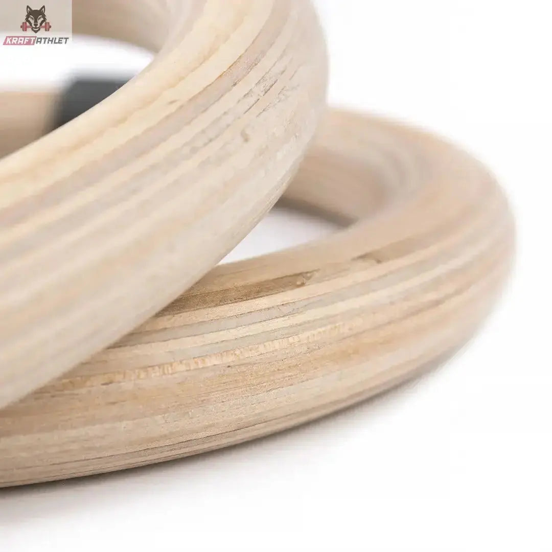 tiguar Alfa Turnringe Gurtringe mit Gummigriff, Detail der glatten Ringkante aus Schichtholz