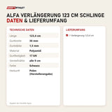 Technische Daten und Lieferumfang von tiguar Alfa Verlängerung 123 cm Schlinge als Tabelle