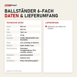 Technische Daten und Lieferumfang von tiguar Ballständer 6-fach als Tabelle