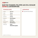 Technische Daten und Lieferumfang von tiguar Bar Pad Stangen-Polster aus EVA-Schaum als Tabelle