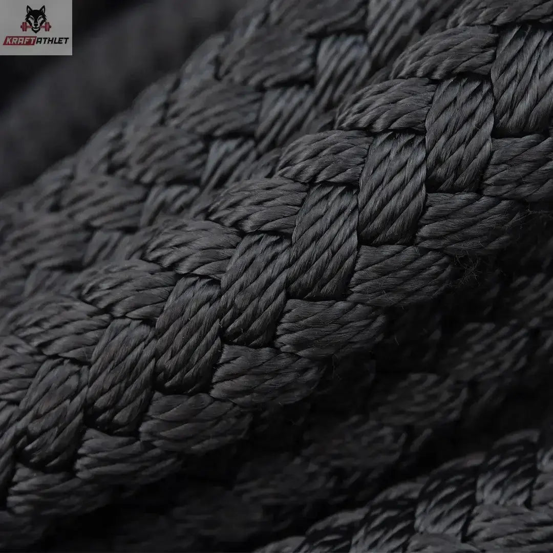 tiguar Battle Rope V2 Trainingsseil, Nahaufnahme des geflochtenen schwarzen Seilmantels