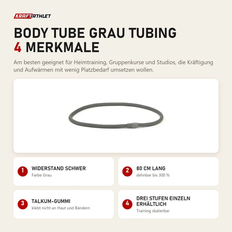 tiguar Body Tube Grau Tubing mit 4 Merkmalen: Widerstand schwer, 80 cm lang, Talkum-Gummi, Drei Stufen einzeln erhältlich