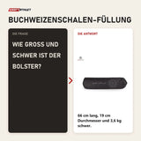 Frage und Antwort zu tiguar Bolster Graphit Yogakissen: Wie groß und schwer ist der Bolster?