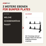 Frage und Antwort zu tiguar Bumper-Plate-Rack Modul: Welche Scheibengröße passt?