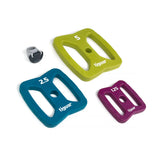 tiguar Butterfly Fitness-Langhantel-Set PU V2, Draufsicht auf drei Scheiben in 5, 2,5 und 1,25 kg mit Verschluss