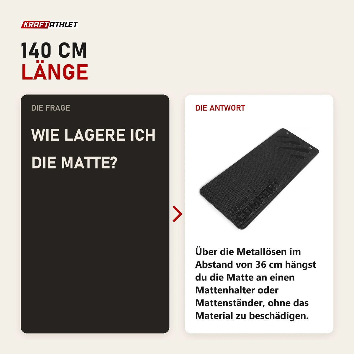 Frage und Antwort zu tiguar Comfort Matte V2 140 cm: Wie lagere ich die Matte?