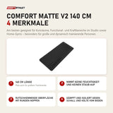 tiguar Comfort Matte V2 140 cm mit 4 Merkmalen: 140 cm Länge, Nimmt keine Feuchtigkeit und keinen Staub auf, Rutschhemmende Oberfläche mit runden Noppen, Dämpft und isoliert gegen Schall und Kälte vom Boden