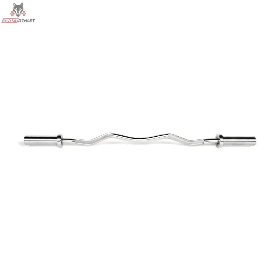 tiguar Curl Bar Olympia-Curlstange in Seitenansicht, verchromte SZ-Form mit Hantelaufnahmen