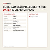 Technische Daten und Lieferumfang von tiguar Curl Bar Olympia-Curlstange als Tabelle