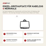 tiguar Einzel-Griffaufsatz für Kabelzug mit 4 Merkmalen: Verchromter Stahl, Gerändelte Griffzone, Einarmig trainieren, Schnell am Kabelzug ein- und ausgehängt