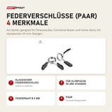 tiguar Federverschlüsse (Paar) mit 4 Merkmalen: Klassischer Federverschluss, Für olympische 50-mm-Stangen, Federdraht Ø 5 mm, Paar