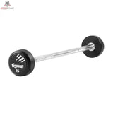 tiguar Gerade PU Langhantel 15 kg, Variante 15 kg, Schrägansicht mit PU-Scheiben