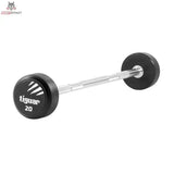 tiguar Gerade PU Langhantel 15 kg, Variante 20 kg, Schrägansicht mit PU-Scheiben