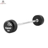 tiguar Gerade PU Langhantel 15 kg, Variante 40 kg, Schrägansicht mit PU-Scheiben