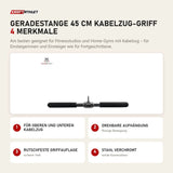 tiguar Geradestange 45 cm Kabelzug-Griff mit 4 Merkmalen: Für oberen und unteren Kabelzug, Drehbare Aufhängung, Rutschfeste Griffauflage, Stahl verchromt
